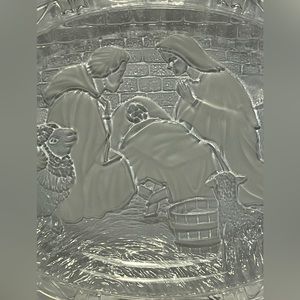Mikasa Nativity Scene Holy Family Plate 9” Oval Dish Clear Frosted Glass
